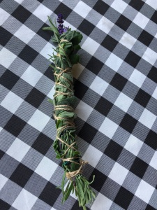Photo of herbal smudge bundle tied with twine